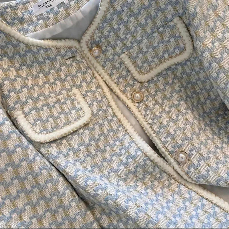High quality French vintage little perfume tweed jacket womens spring and autumn leisure fried street plain coat w240819