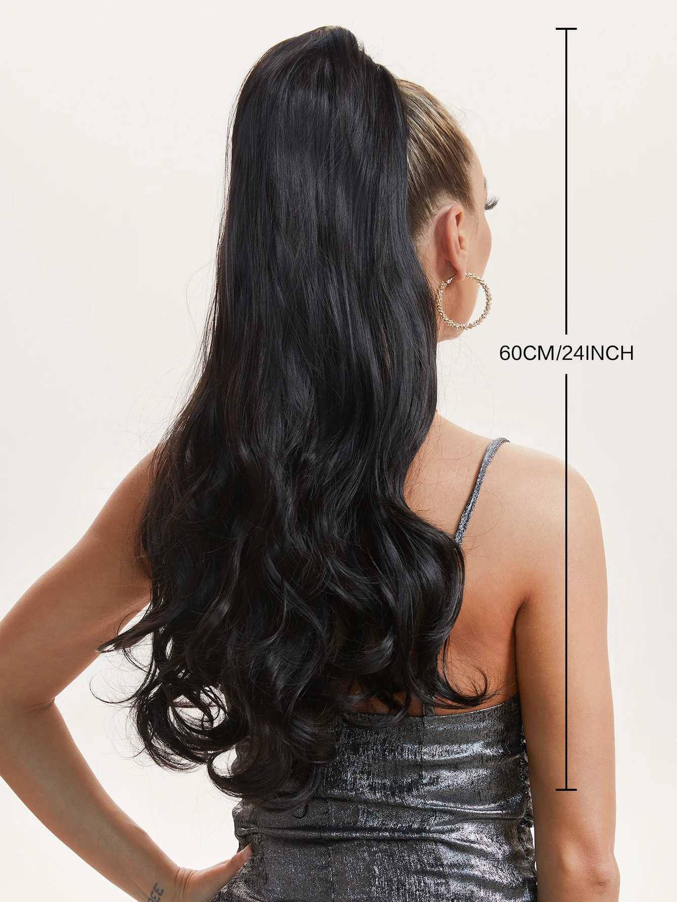 Ripple ponytail hair extension synthetic long wave pattern claw clip hair extension matte linen fiber ponytail wig W240817