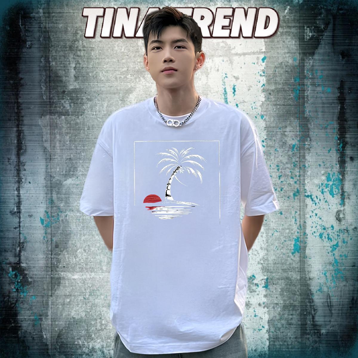 Factory Direct Tshirts tree Outdoor 230g Pure Cotton Tee Shirt Short Sleeve Soft Popular T-Shirts Black White