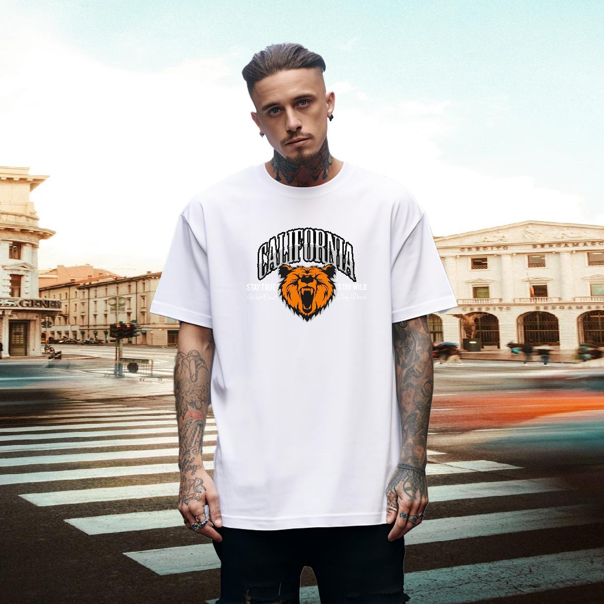 High Quality Men T Shirts animal Short Sleeve O-Neck Summer Casual Plus Size Cartoon 230g Cotton Men Tees DIY Customized Tops