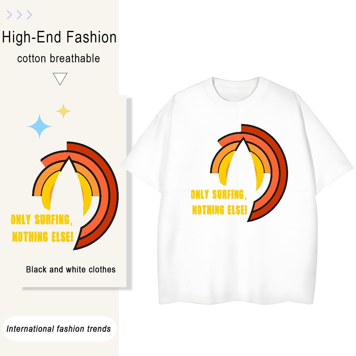 Classic wave 230g Cotton Men Tops Tees Beach Breathable Short Sleeve Men T Shirts Factory Direct Plus Size Cartoon Wear