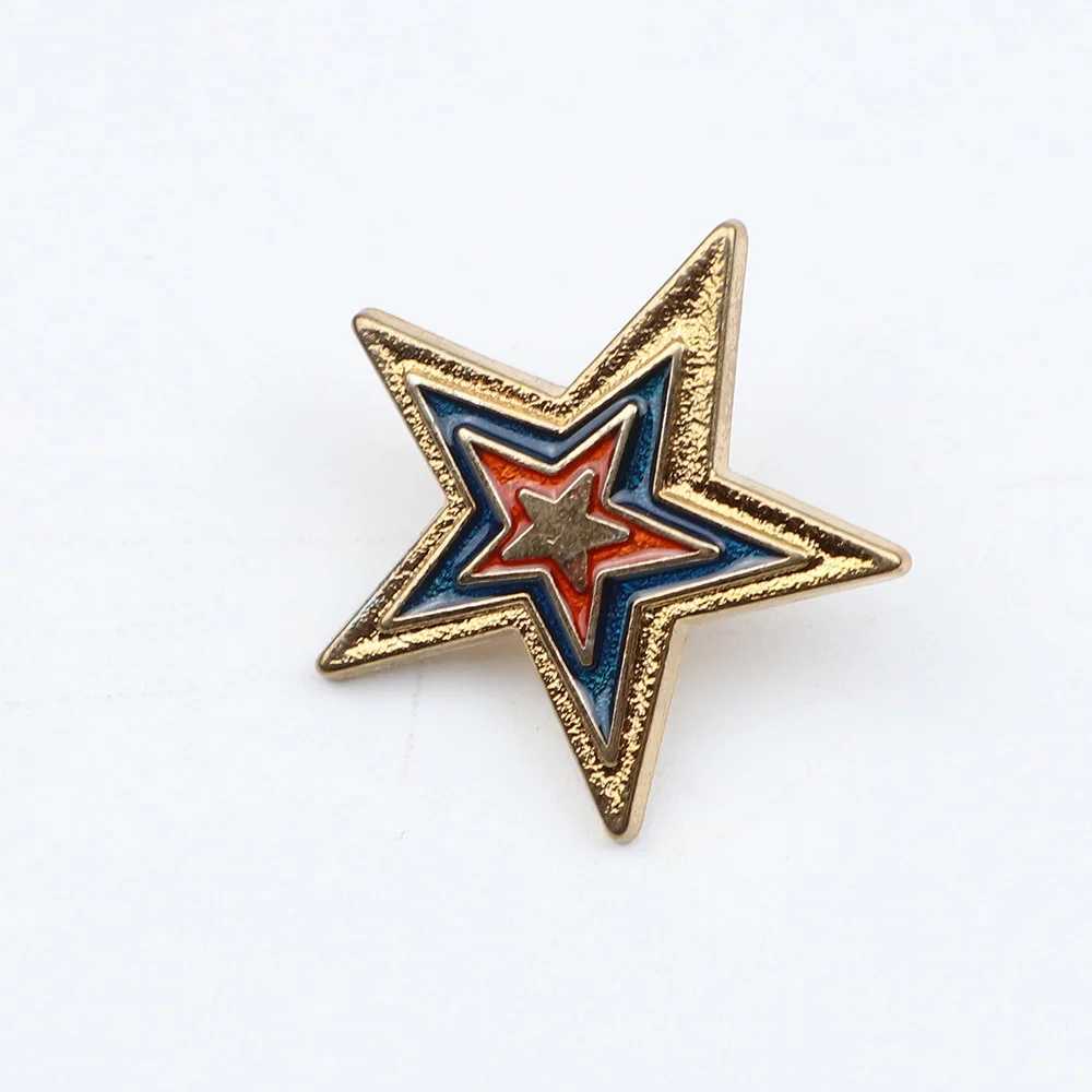 Fashionable mens retro gold star brooch collar set stick brooch gift icon badge lapel pin jacket hat W240815