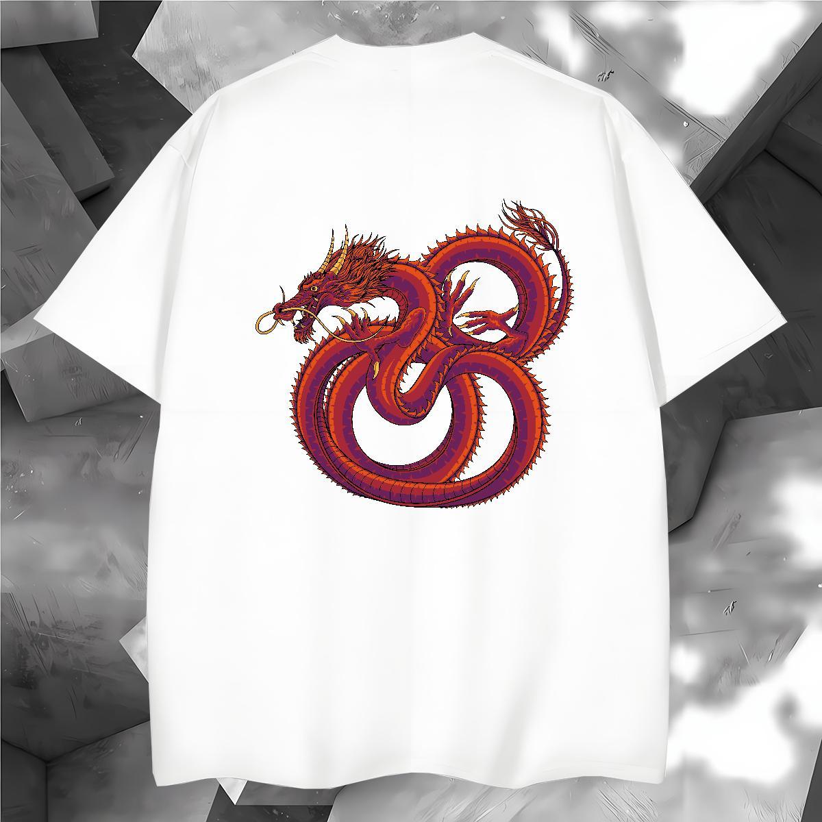 Men T Shirts 100% Cotton 230g dragon Daily Outfit Breathable Short Sleeve Graphic Men Tops Tees Factory Direct High Quality Tees Shirts