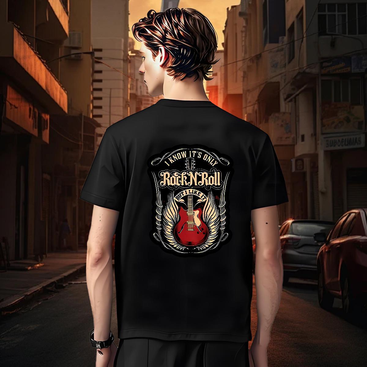 Man T Shirts 230g Cotton rock High Street Hip Hop O-Neck Short Sleeve DIY Men Tops Tees Fashion Casual High Quality Top Tees