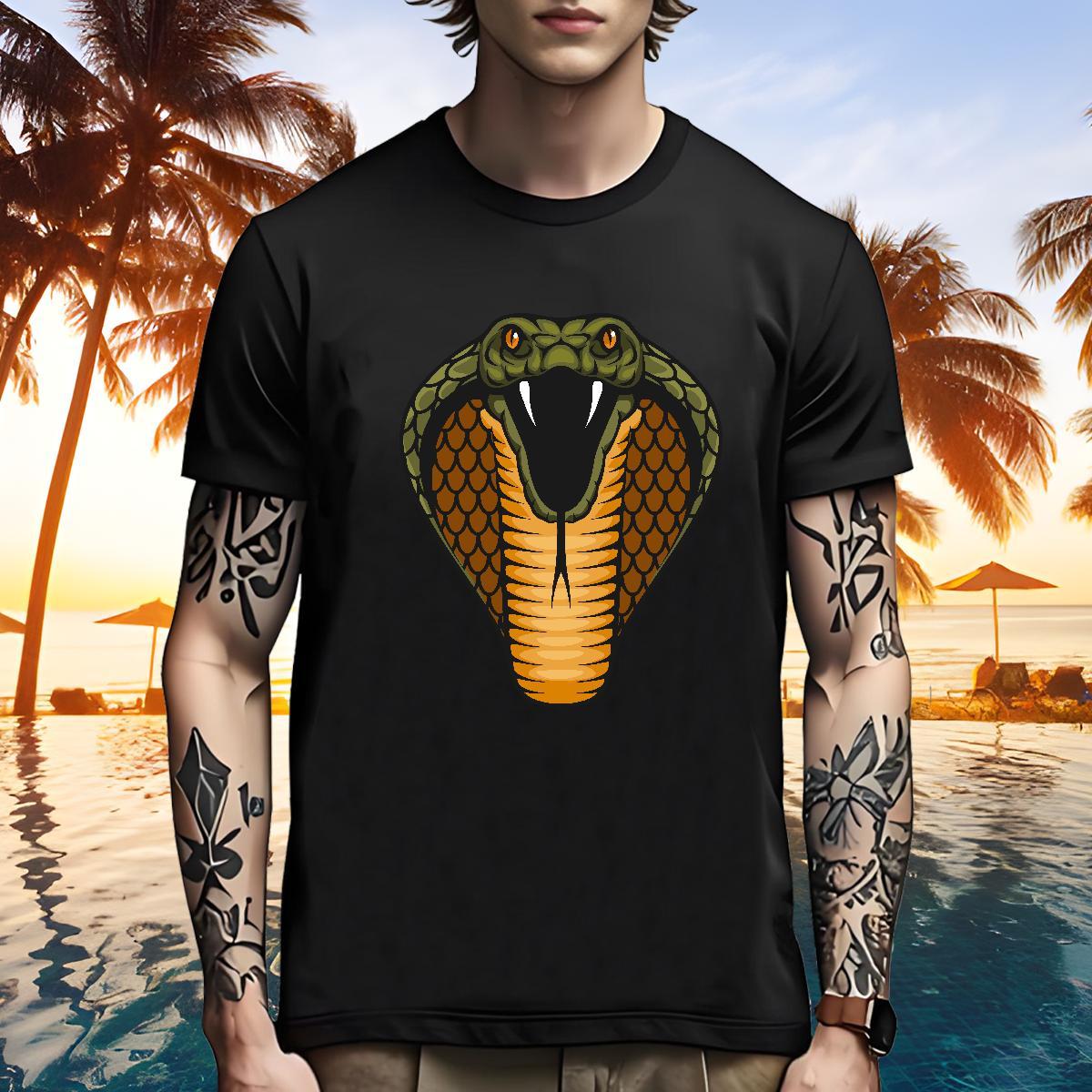 Cool Design Men T Shirts cobra Pure Cotton Casual Custom Printing 100% Cotton 230g Mens Tshirts Fashion Design Clothes
