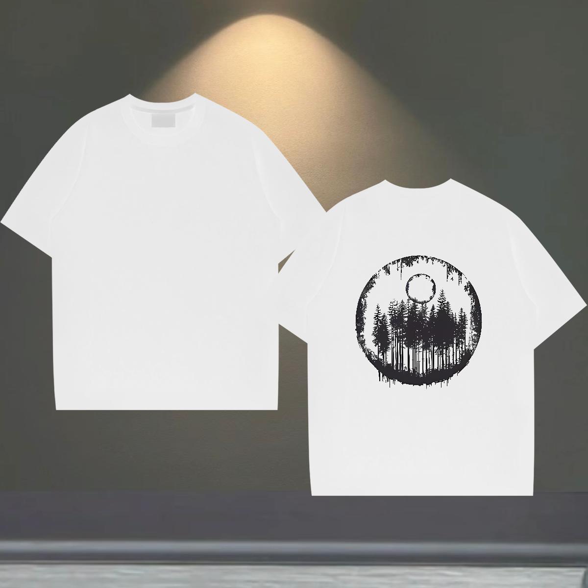 2024 Summer Men Tshirts tree Home Outdoor 100% Cotton 230g Clothings Breathable Short Sleeve Classic T shirt DIY Anime