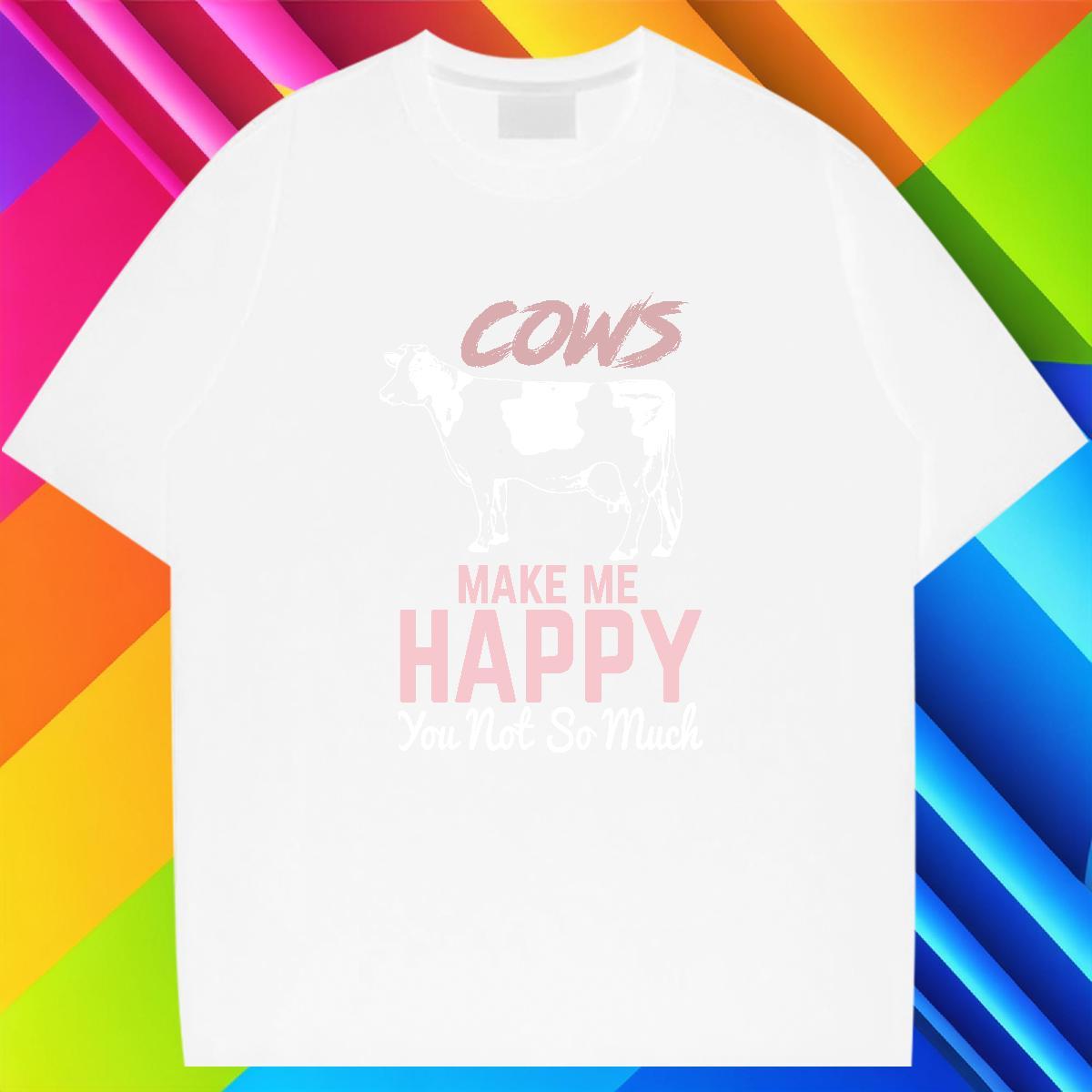 Loose cows Man T Shirts Outdoor Tshirts 100% Cotton 230g 2024 Short Sleeve Soft Plus Size Cartoon Tops