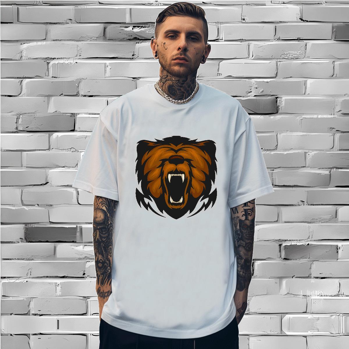 Classic Mens T Shirts lion Breathable Crew Neck Street Wear Black Oversized 100% Cotton 230g Men Tees Fashion Design Top Tees