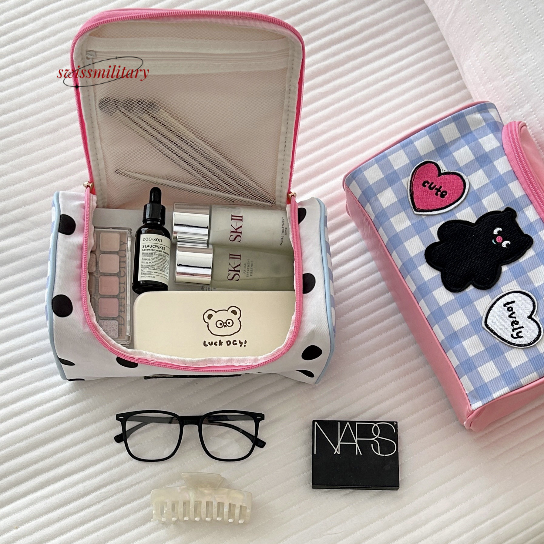 Swissmilitary Cute Cartoon Handheld Bag for Women 2024 New Girl Heart Portable Large Capacity Makeup Storage Washbag #13