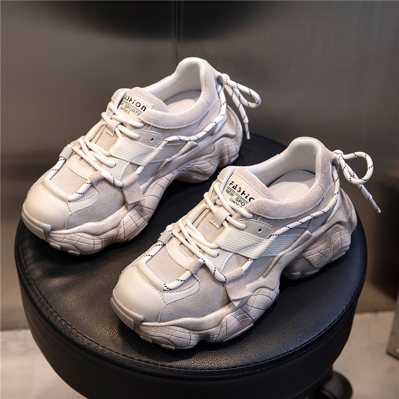 Ddmysports Absorbing Film Dad Instagram Spring New Thick Sole Casual Genuine Leather Women S Sports Breathable Running Shoes OUTDOOR
