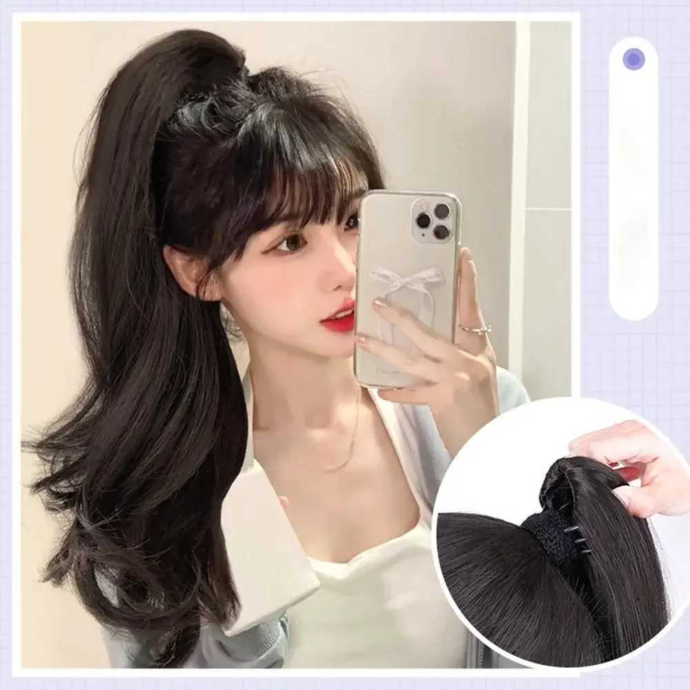 Womens Fashion Wig 45cm Fashion Wig Claw Clip Natural Long Curled Wig Womens Ponytail Hair Extension W240817