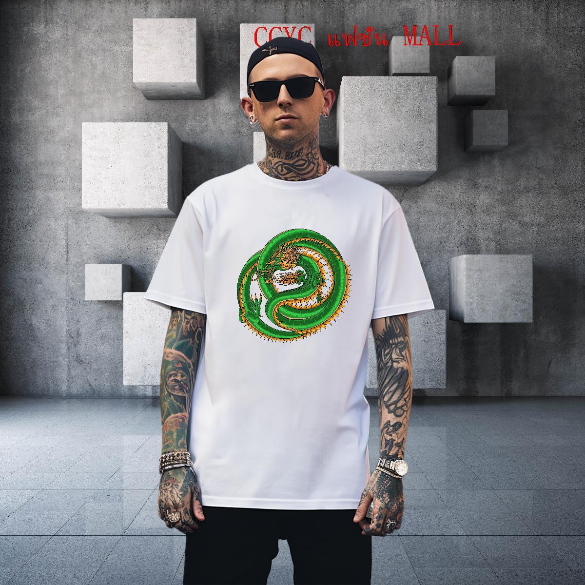 Designer Tshirts Street wear Hip Hop 100% Cotton 230g DIY Printed Short Sleeve Soft dragon Man T Shirts New Designer Wear