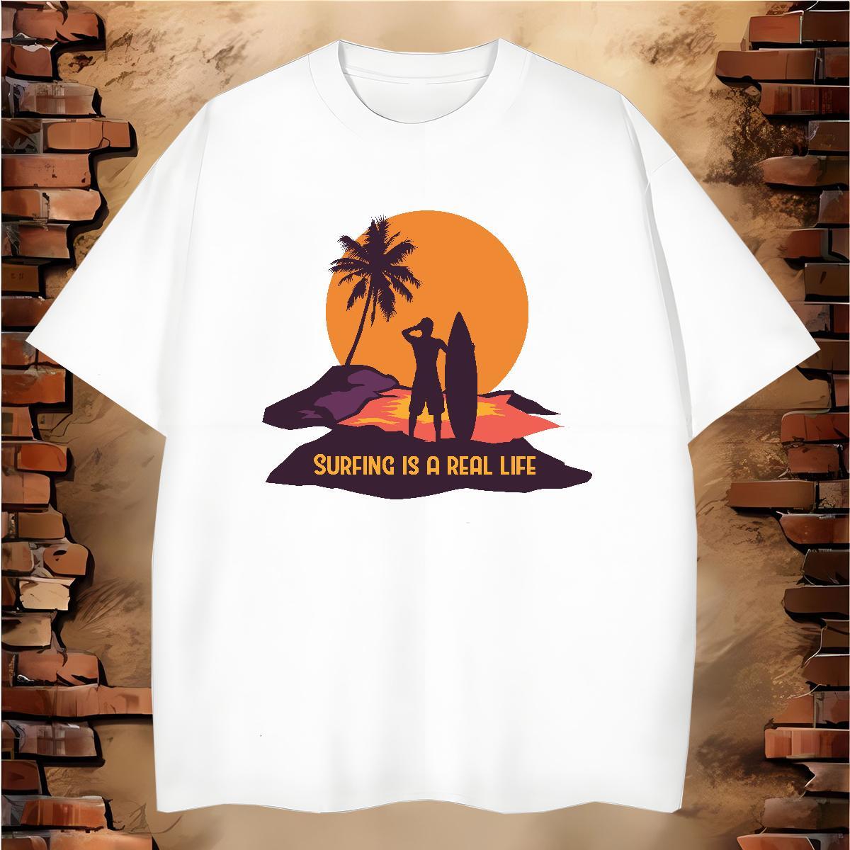 Unisex sea 230g Cotton Men Tops Tees Casual Daily Wear Breathable Mens T Shirts 2024 White Plus Size Top Tees