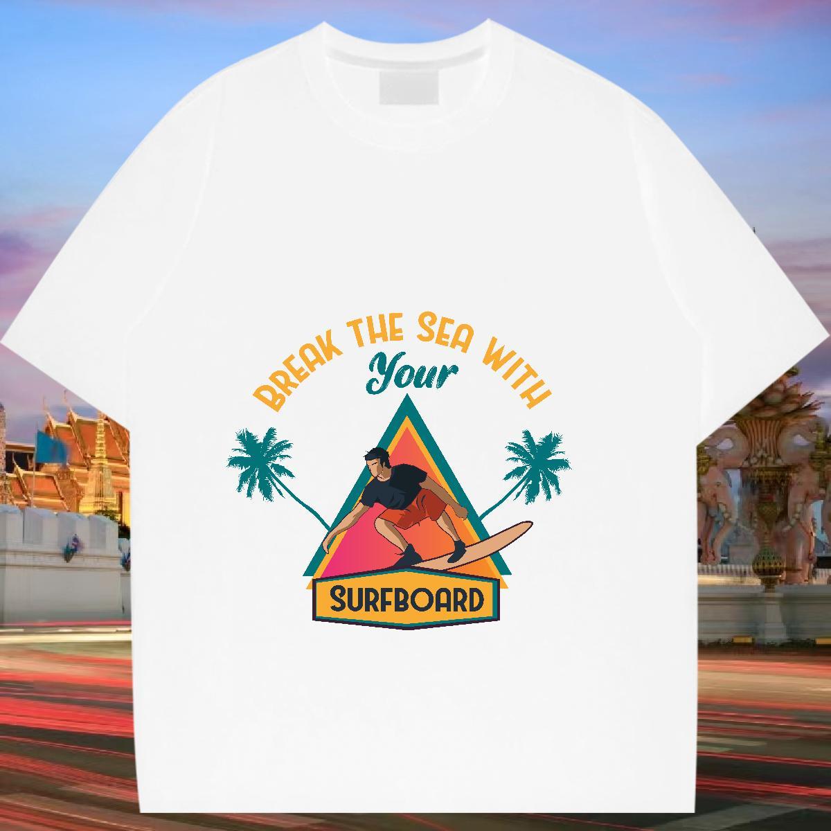 New Arrival Couples T Shirts Casual Beach Round Neck Short Sleeve Clothes High quality 100% Cotton 230g man Cartoon Floral Printing T Shirt For Woman