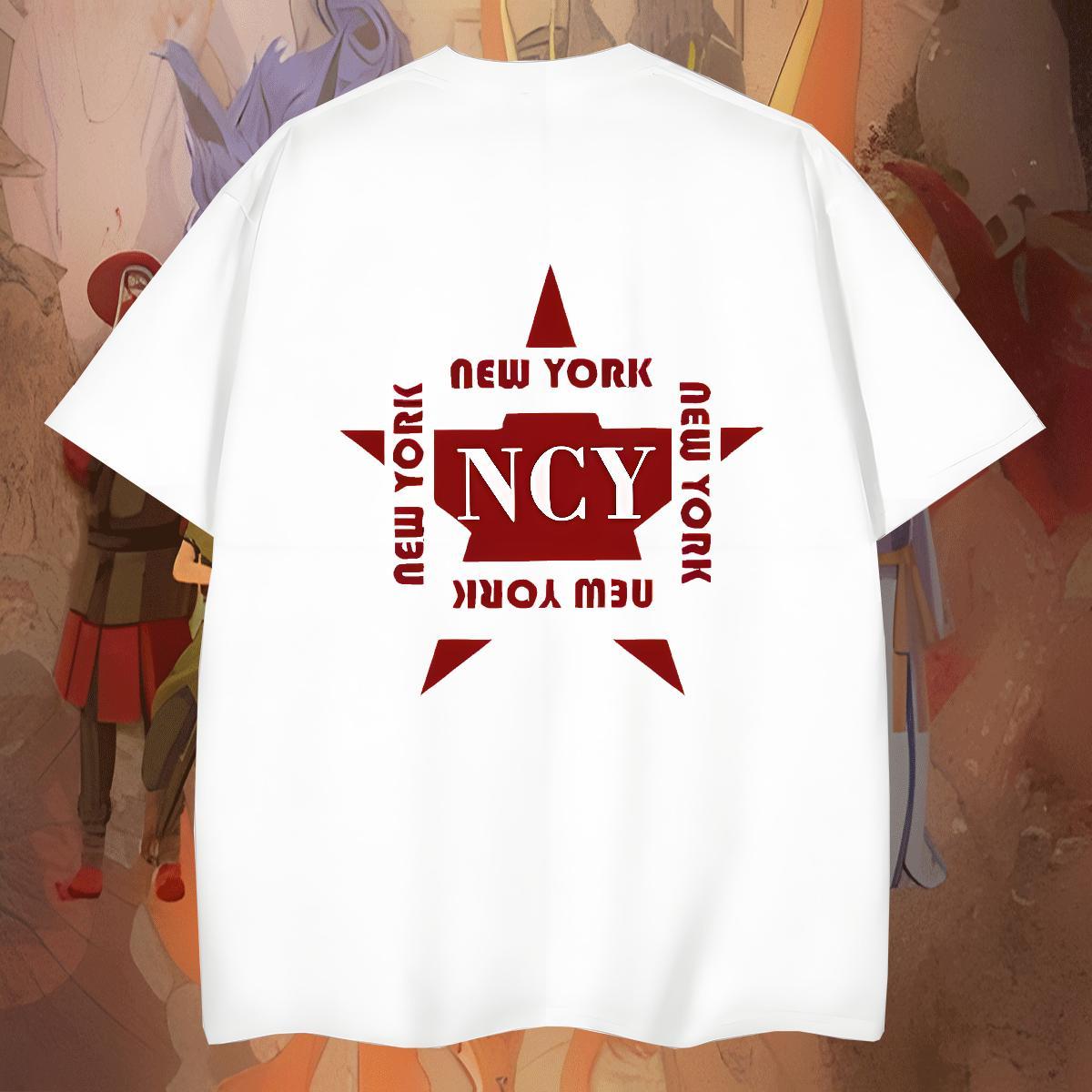 Loose New York Man T Shirts Daily Outfit Couples T Shirts 230g Cotton Brand Breathable Short Sleeve Oversized 4XL Tops