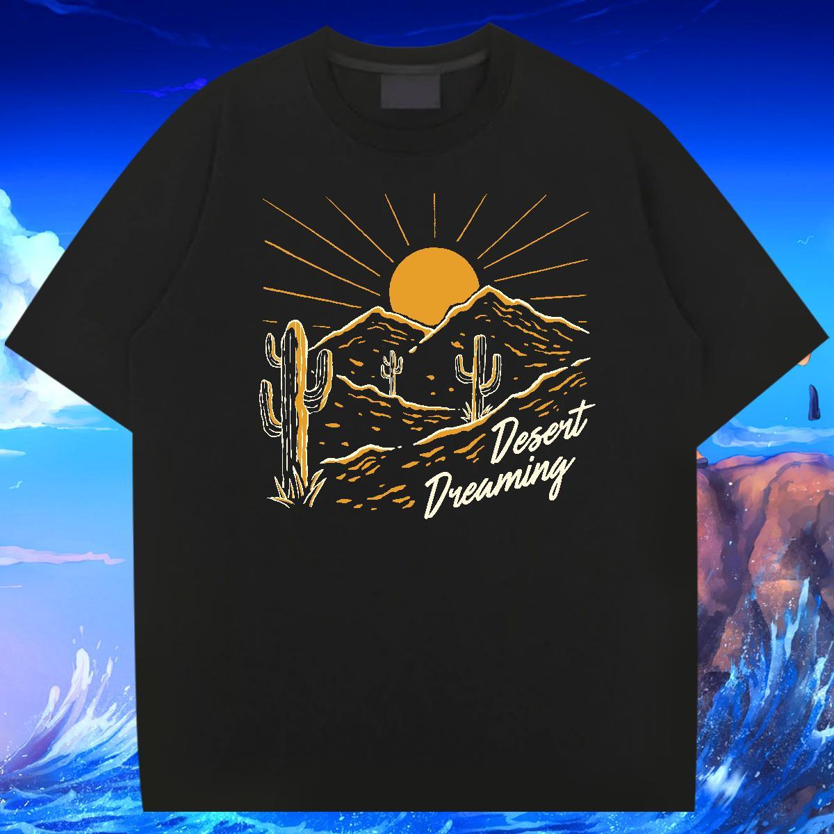 Popular Couples T Shirts Hip Hop Street 230g Pure Cotton Oversized 3XL 4XL Breathable Short Sleeve mountains T-Shirts for Men DIY Customized Tees