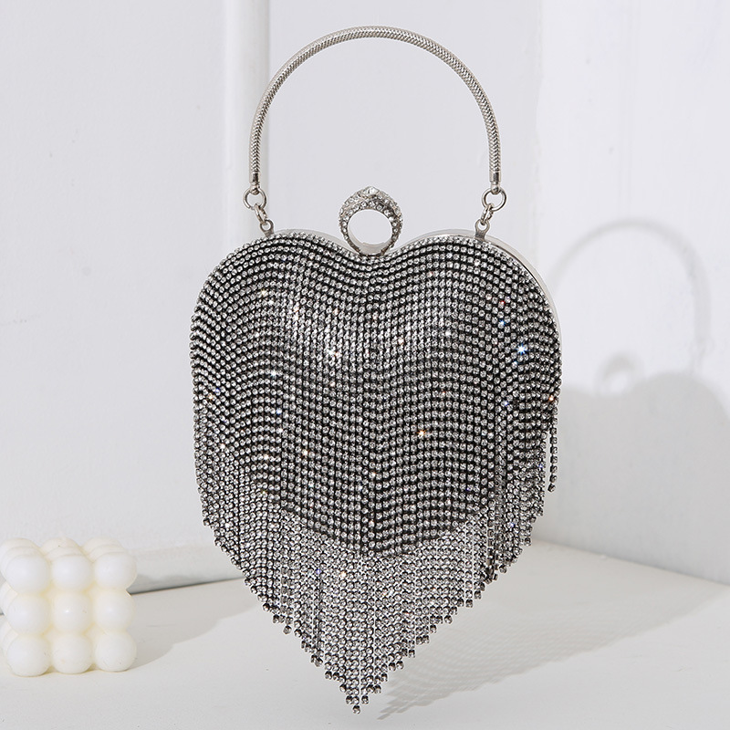Water Love Fashionable Diamond Tassel Evening Bag Celebrity Banquet Crossbody Dress Handbag Small