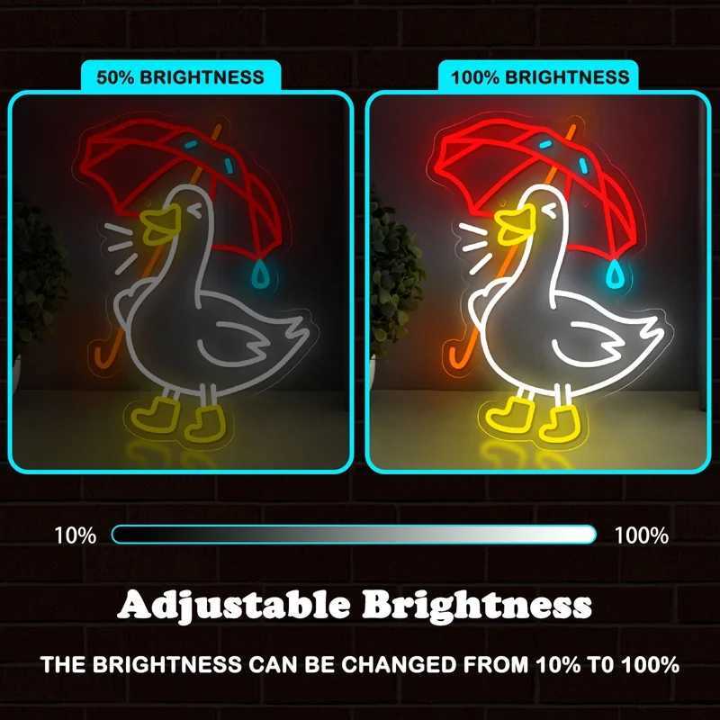 Cute Umbrella Duck LED Neon Lighted Sign Acrylic Neon Sign USB Dimmer Switch For Home Kids Bedroom Gaming Room Wall Art Decor Y240817
