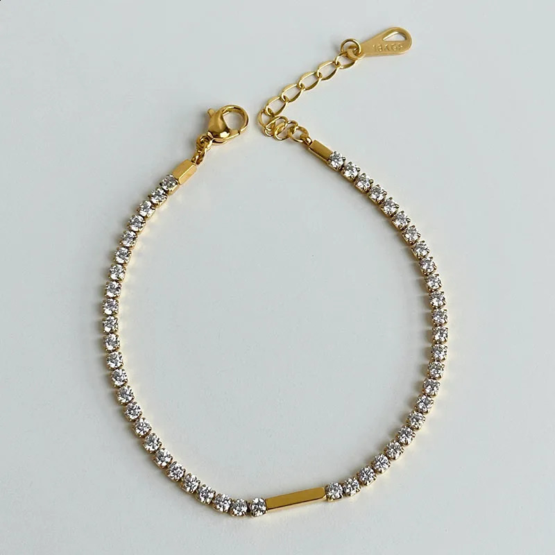 Womens Tennis Chain Ankle Stainless Steel Daily Minimum Gem Summer Exquisite Elegant Jewelry Collection 240812