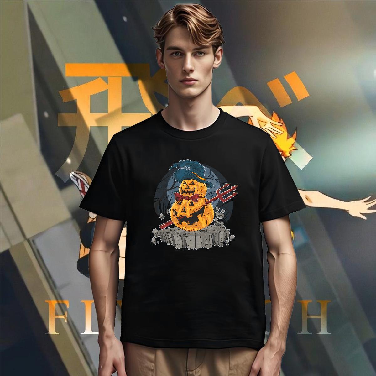 Man T Shirts 230g 100% Cotton pumpkin Street Casual Breathable Soft Custom Printed Men Clothes T-Shirt New Comfortable Tshirts
