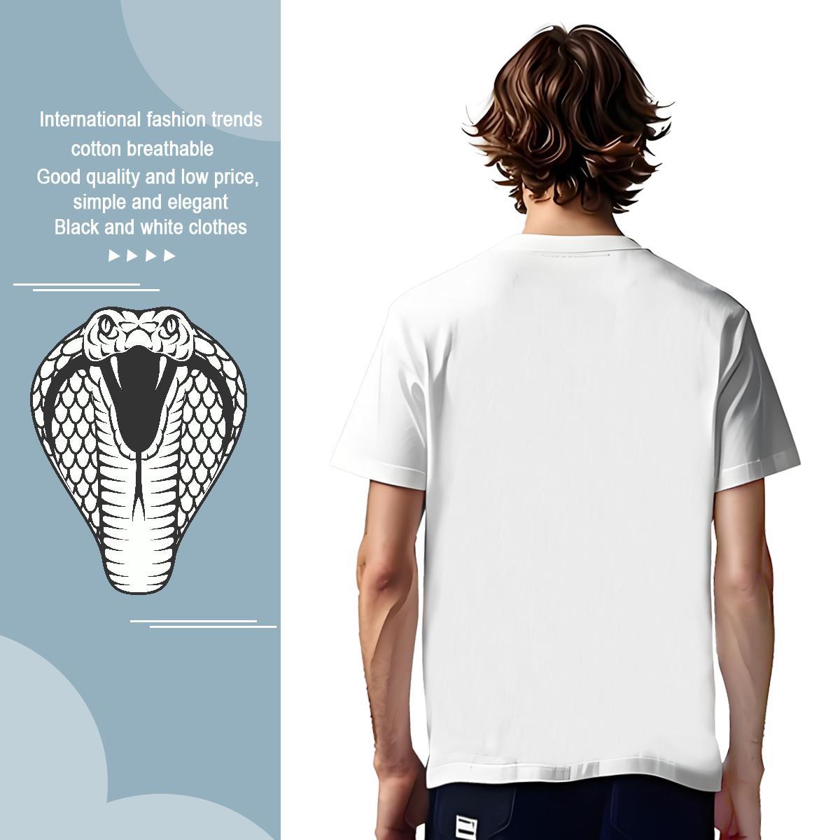 T-Shirts for Men 230g 100% Cotton cobra Daily Wear Breathable Crew Neck DIY Logo Oversized Mens Tshirts Fashion Casual Loose Tees