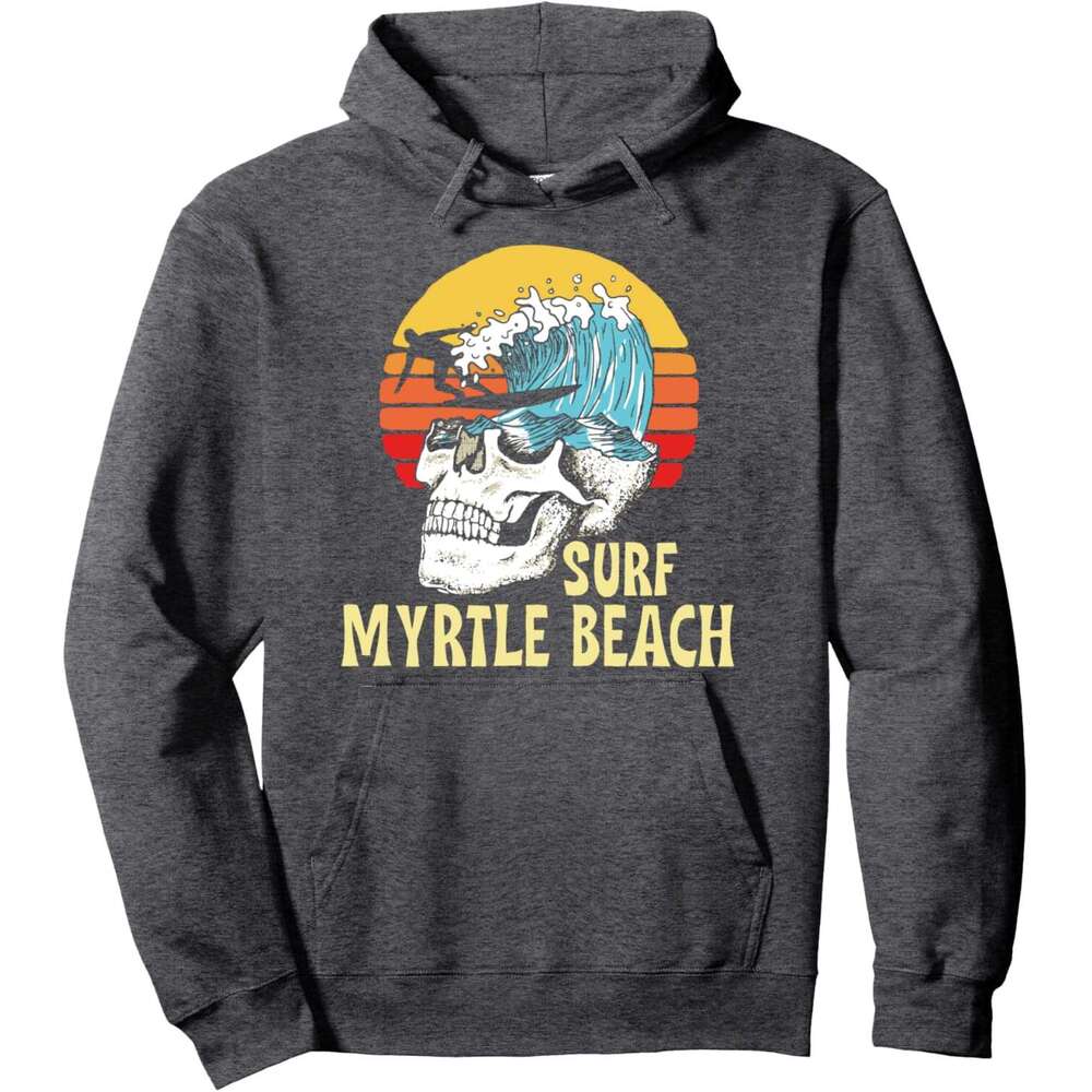 Hoodie for Mens Womens Surf Myrtle Beach Vintage Artistic Skull Surfer Wave Pullover Hoodie Hoodies sweatshirt pullover jacket Long sleeve