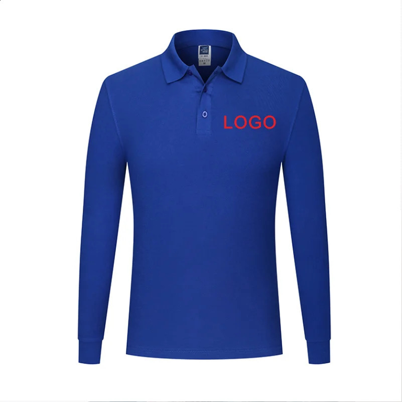 Autumn health cotton long-sleeved polo shirt personal company group uniform custom printing n po 240820