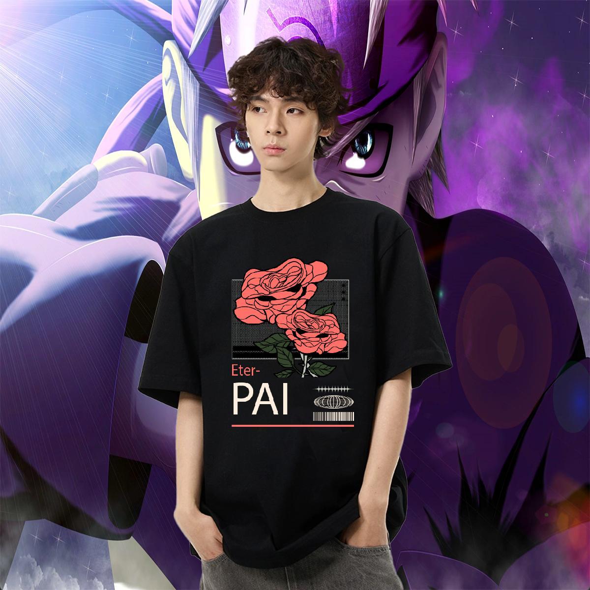 Wholesale Couples T Shirts Street 230g Cotton Custom Anime O Neck Short Sleeves flower T-Shirts for Men Fashion Polos