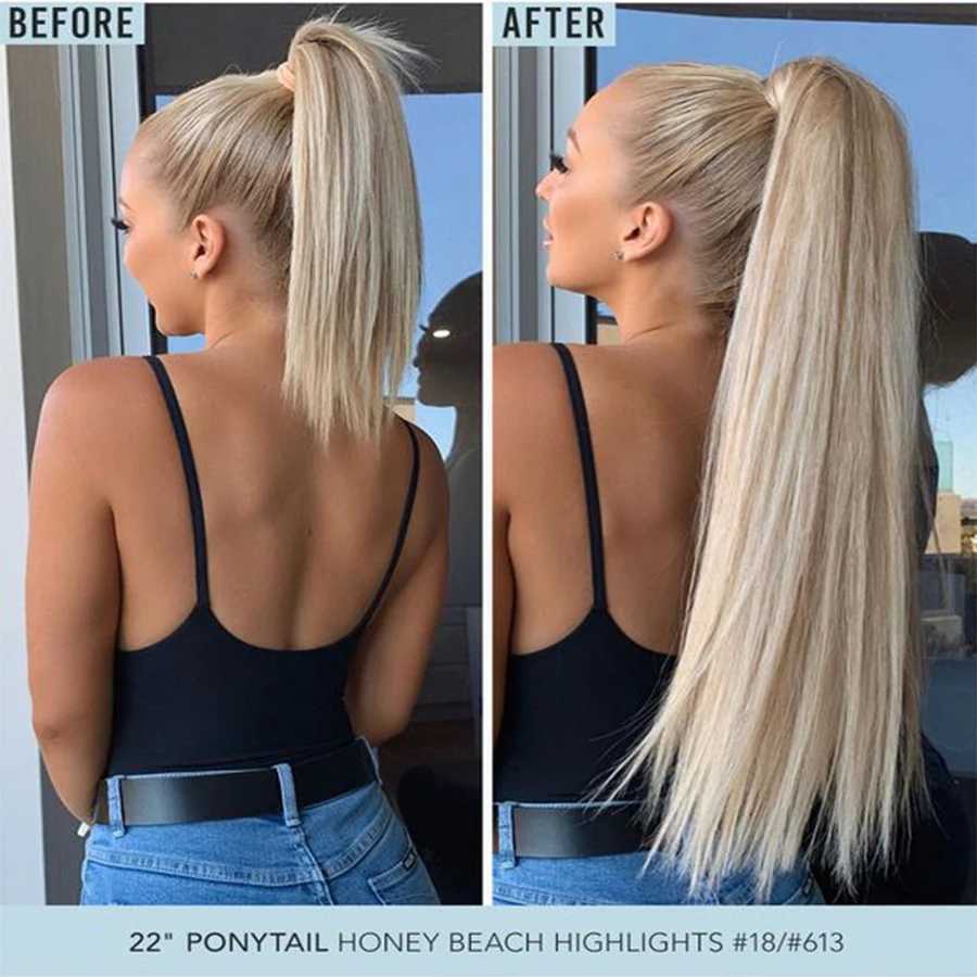 26 inch long synthetic ponytail and rubber strap wrapped around the ponytail black brown ponytail W240817
