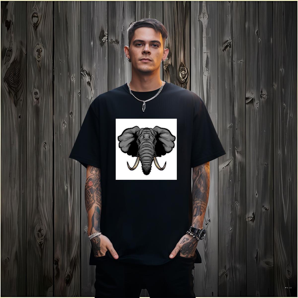 Classic Men T Shirts elephant Short Sleeve O-Neck Anime Printing Street Plus Size Custom 230g Pure Cotton Men Tops Tees 2024 Tee Shirt