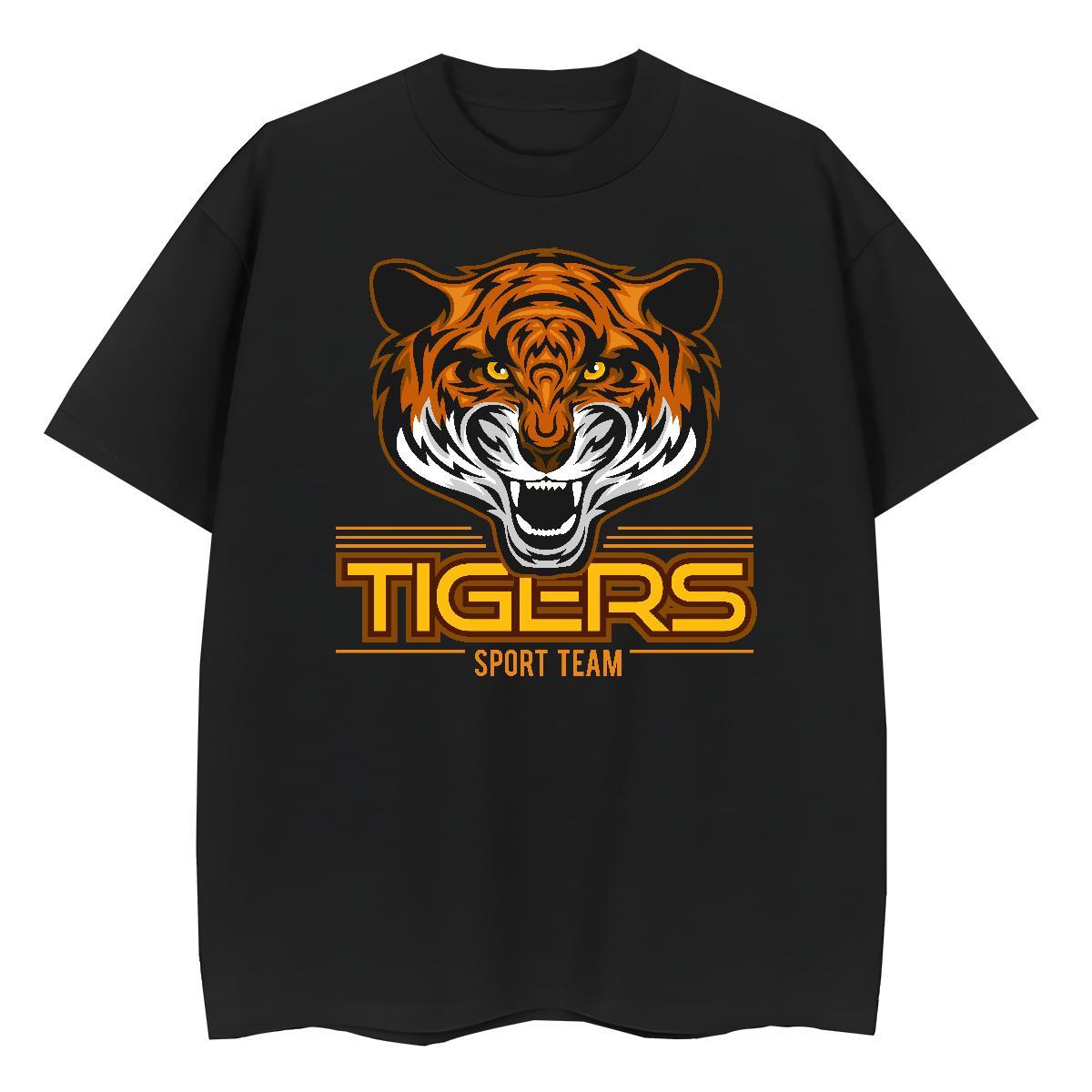 2024 DIY Men Tops Tees tiger Sports Casual 230g 100% Cotton Top Tees Round Neck Short Sleeve Comfortable T-Shirts Graphic