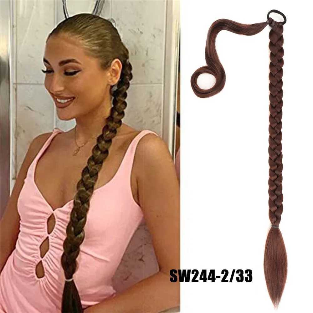 Fashion 80CM womens wig Punkstyle hip-hop fashion ponytail braided long wig womens dirty braid wig accessories W240817