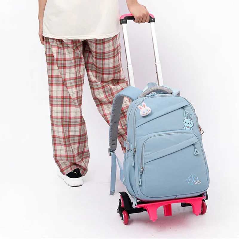 School Wheeled Backpack for Girls School Bag with Wheels Trolley Bag Rolling Student Backpack Travel Bags Kids School Bag Y240820