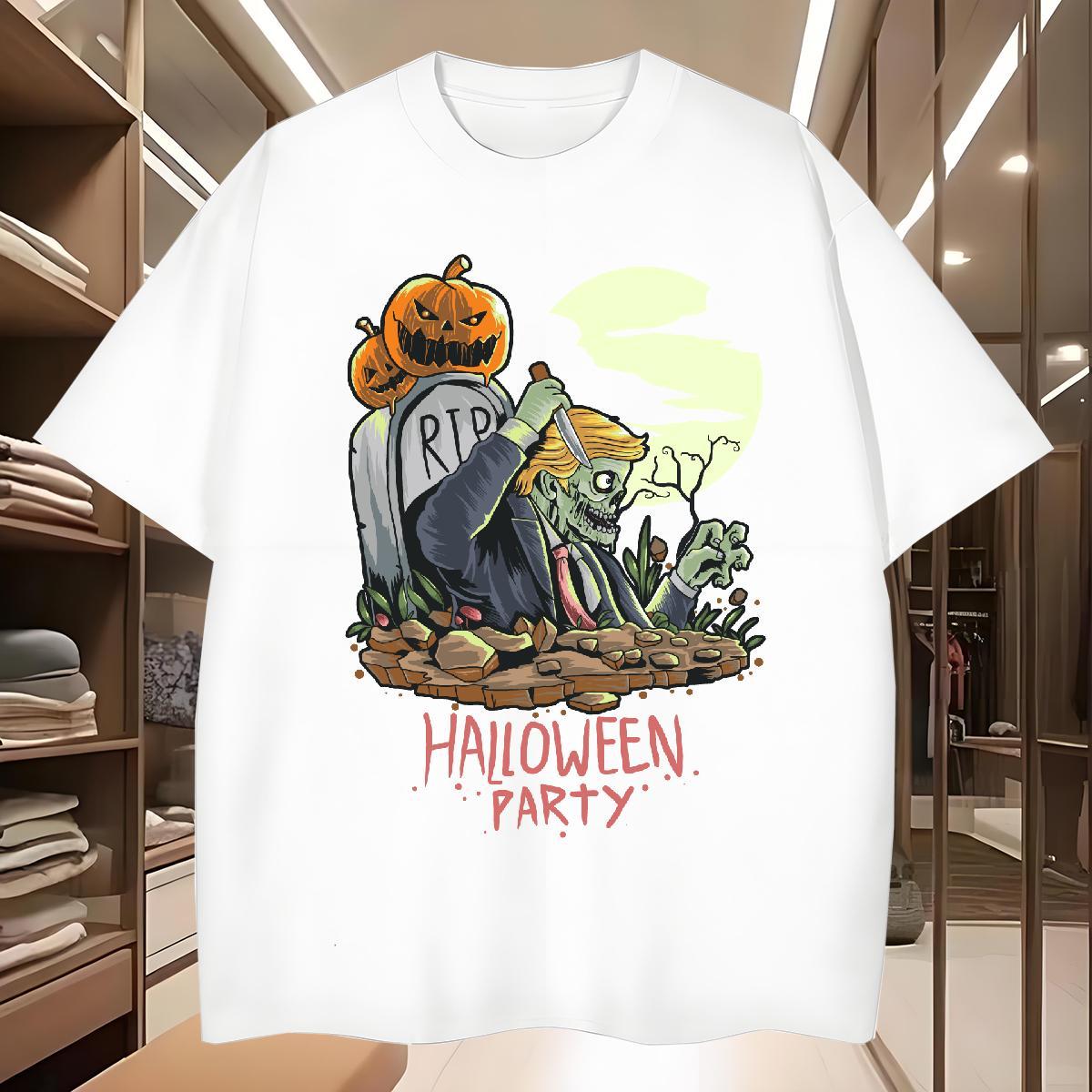 Fashion Casual Mens Tshirts halloween Street wear Hip Hop 230g Pure Cotton Tees Shirts O-Neck Short Sleeve Cool Design T-Shirts for Men Custom Anime