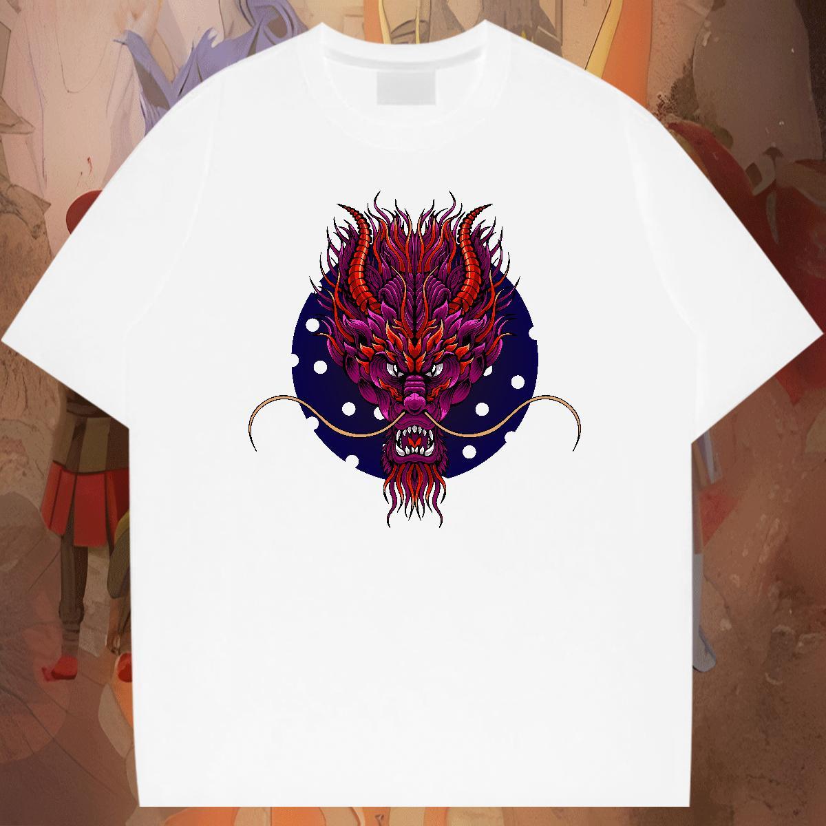 Loose Fit Tshirt for Man Woman Daily Wear 100% Cotton 230g Customized Crew Neck dragon T-Shirts New Tees