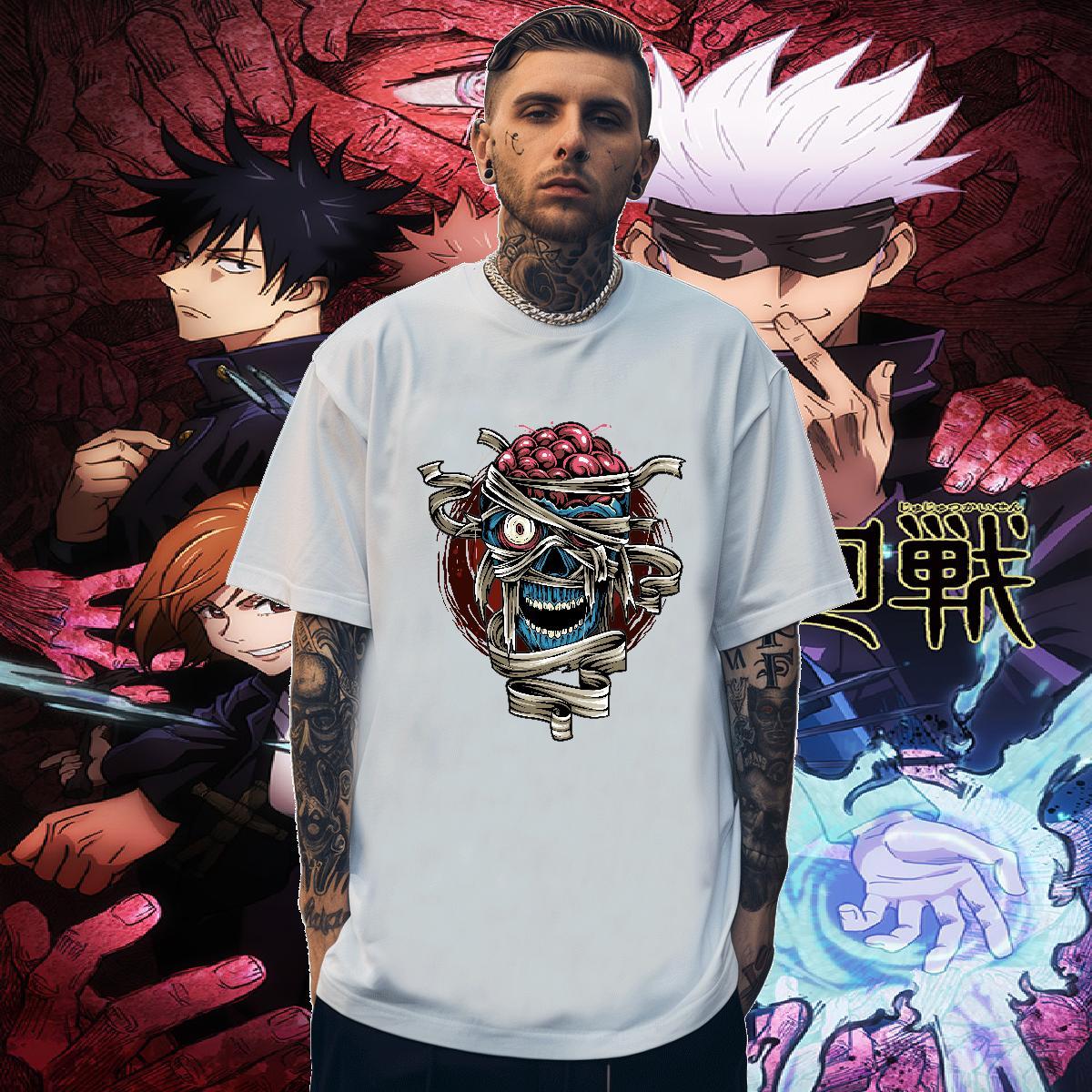Popular T Shirts Men skull Short Sleeve O-Neck Sports Casual DIY Anime 230g Pure Cotton Men Clothes T-Shirt Classic Casual Tops Tees