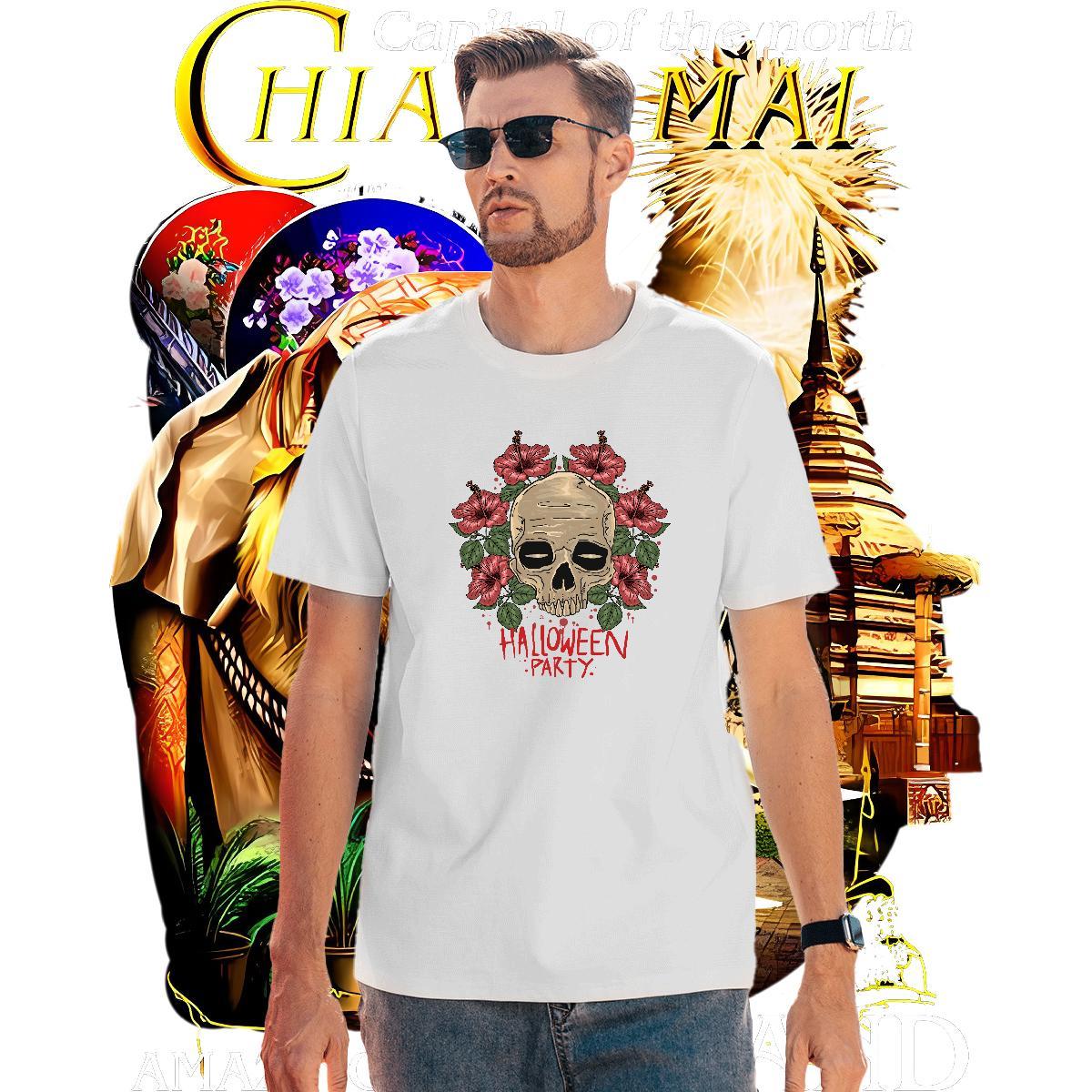 Soft T-Shirts for Men skull Breathable Short Sleeve Spring Summer Graphic 100% Cotton 230g Men Clothes T-Shirt 2024 Designer Top Tees