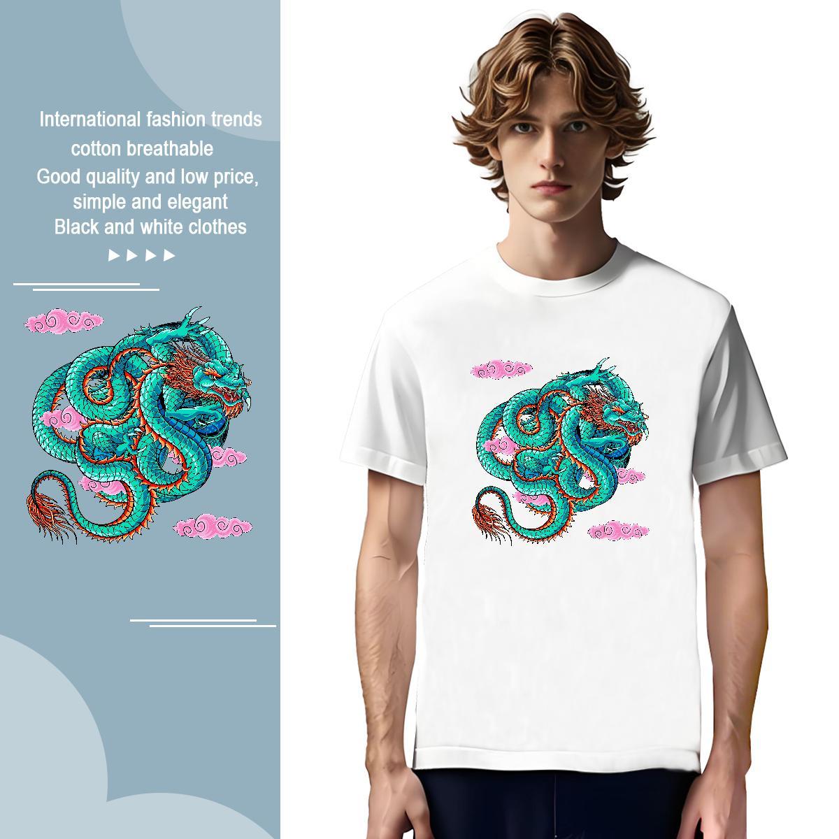 T-Shirts for Men 230g Cotton dragon Summer Casual Short Sleeve Soft Customized Men Tees Designer Fashion High Quality Tshirts
