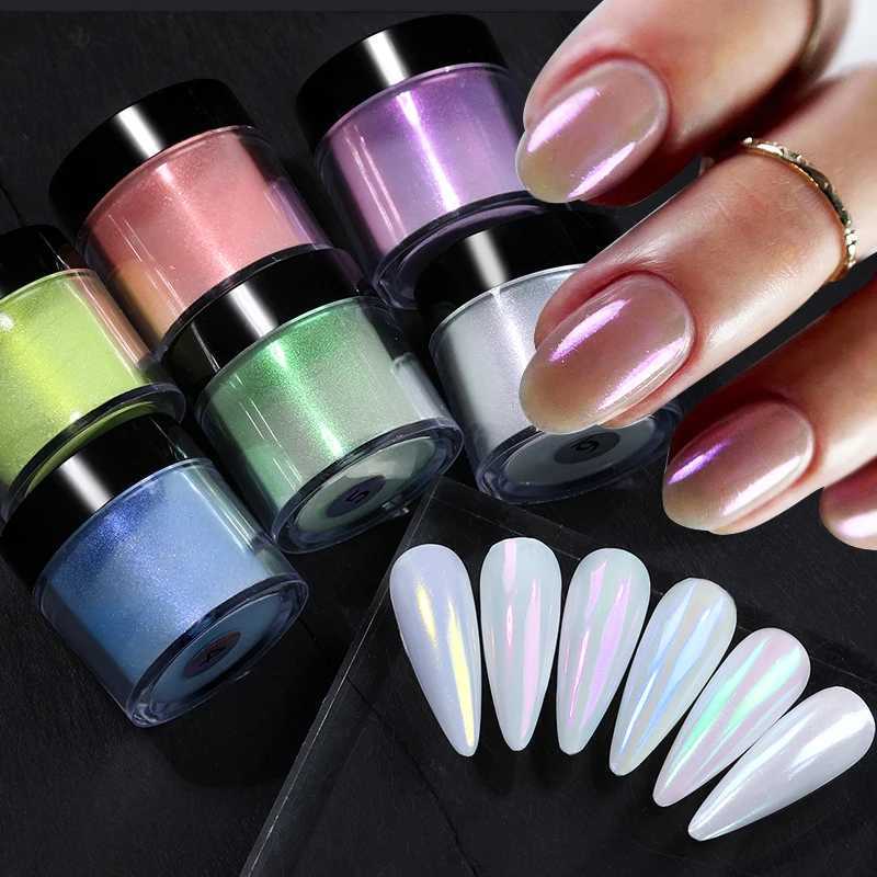 5g/10g Box Aurora Nail Powder Pearl Nail Glitter Neon Pigment Dust Effect Chrome Nail Art AB Color Dipping Powder Decoration DIYXJ240815