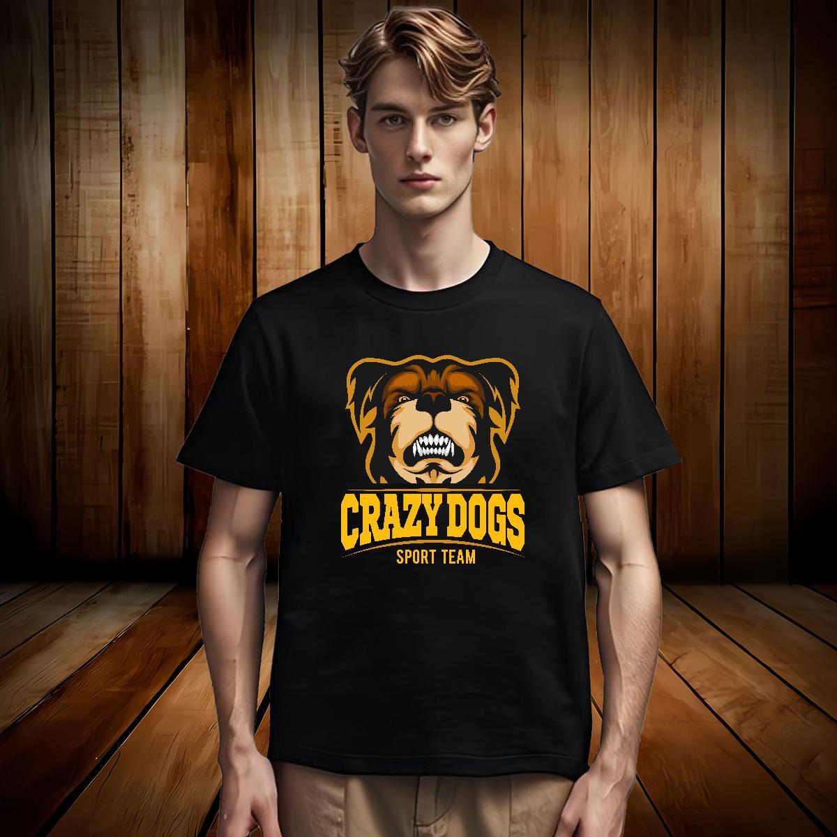 Fashion Design Couples T Shirts crazy dog Sports Casual 230g Cotton Polos Breathable Short Sleeve Loose Fit Mens T Shirts Custom Printed