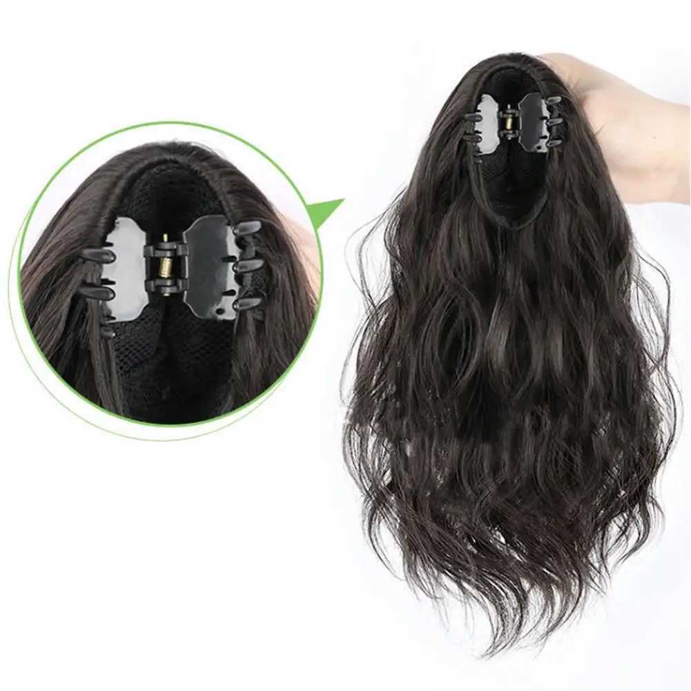 Womens wig grab clip synthetic clip style hair extension low ponytail short curly hair extension natural curly hair W240817