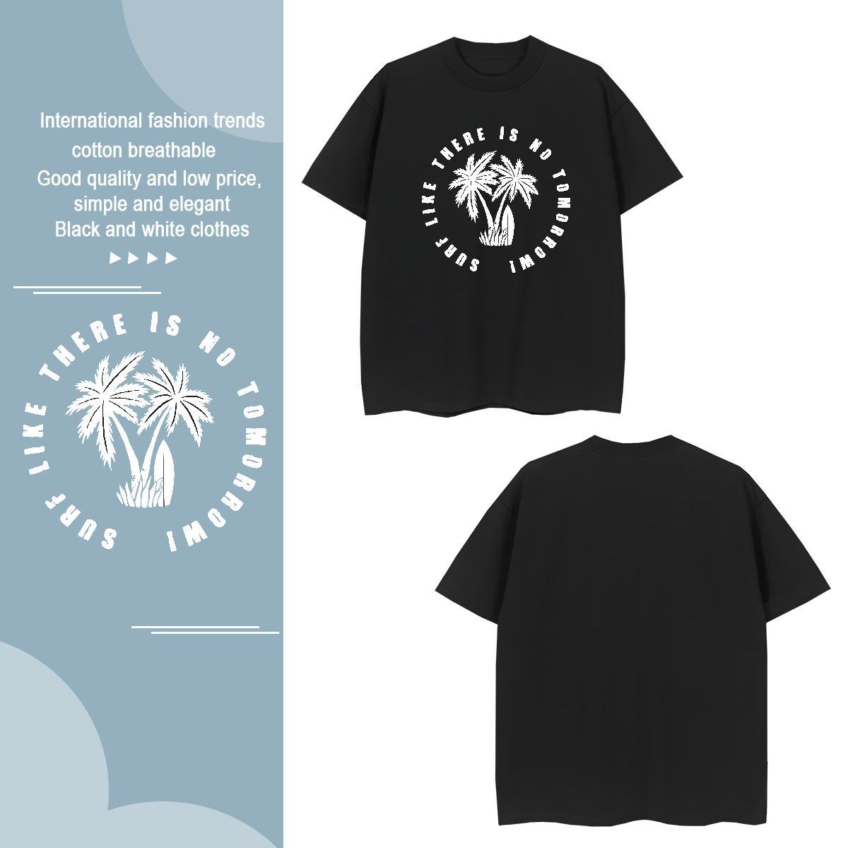 Loose Fit beach 230g 100% Cotton Couples T Shirts Casual Crew Neck Breathable Men T Shirts Wholesale Cartoon Printing L-4XL Wear