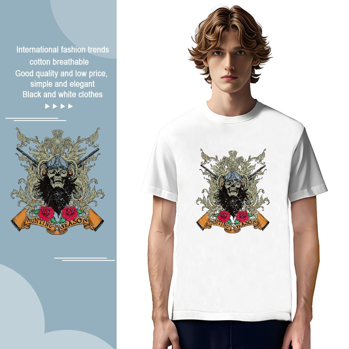 Cool Design T Shirt For Man flower Breathable Crew Neck Summer Casual Custom Big Size 100% Cotton 230g Tshirts Casual New Polos