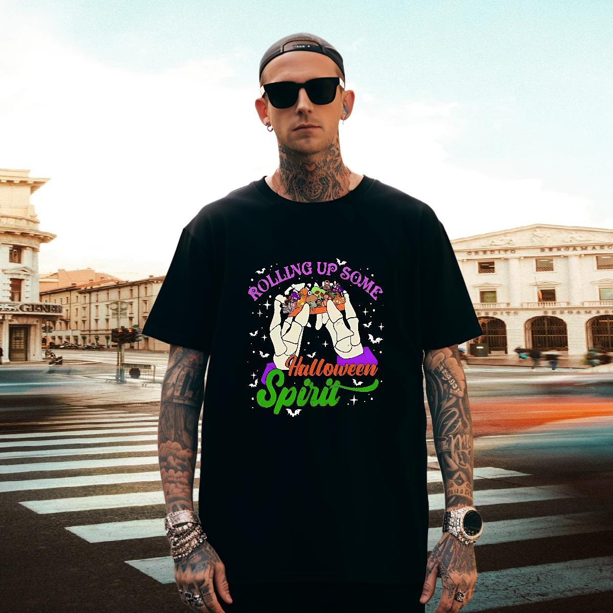 Cool Design Man T Shirts halloween O Neck Short Sleeves Casual Daily Wear Customized 230g Cotton Men Tshirts DIY Customized Tops Shirt