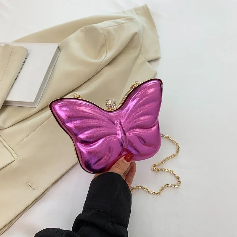 Ladies Bags on Sale 2023 Fashion n Butterfly Solid PU Leather Chains Summer Mini Decoration Versatile Shoulder Bag 240819