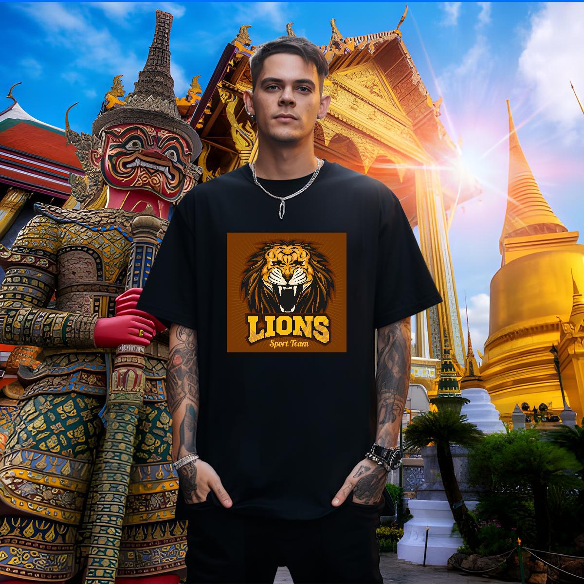 Cool Man T Shirts lion Breathable Crew Neck Street Wear White Plus Size 230g Pure Cotton Tshirts 2024 Designer Top Tees