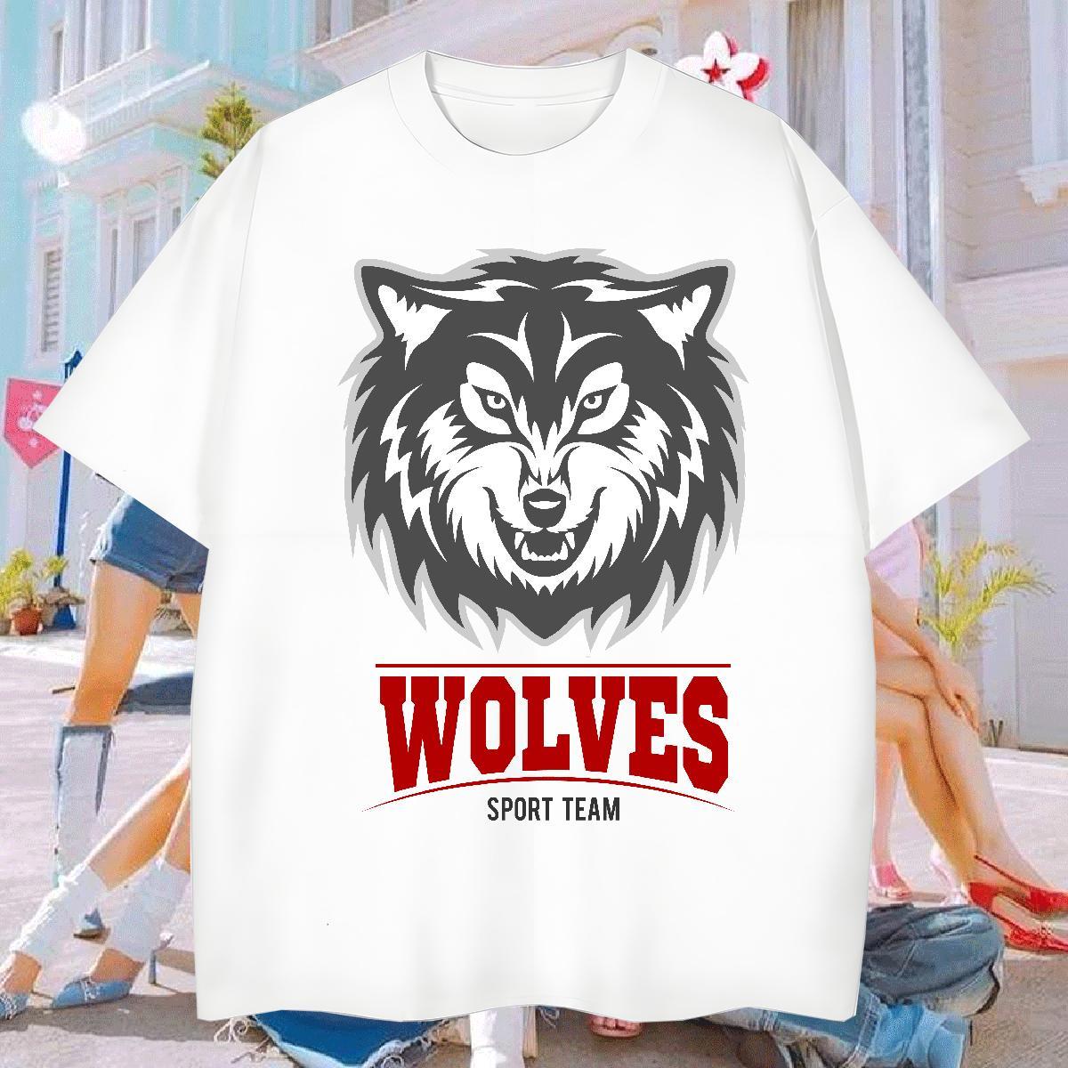 T Shirts Men 100% Cotton 230g wolf Street O Neck Short Sleeves Asian Size Tshirts 2024 Designer Popular Tee Shirt
