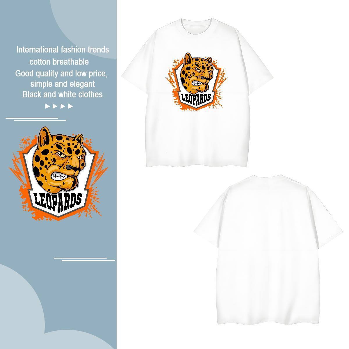 Classic Men T Shirts leopard Breathable Short Sleeve Daily Wear Customized Print 230g Pure Cotton Men Tees Fashion Design Tees Shirts