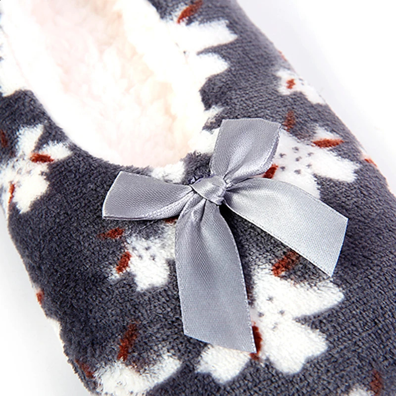 Mntrerm Warm At Home woman Slippers Cotton Shoes Plush Female Floor Shoes Non-slip Indoor Bow tie dots Shoes woman Home Slipper 240819