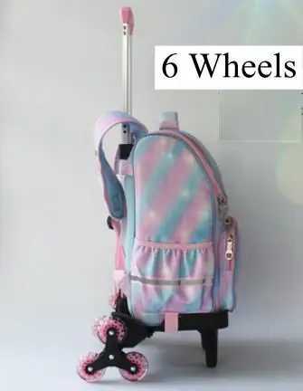 School Trolley Backpack For Girls Trolley bags with Wheels Children School Rolling Backpack Bag For kids wheeled school bag Y240820